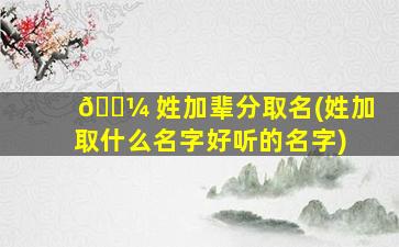 🌼 姓加辈分取名(姓加取什么名字好听的名字)
